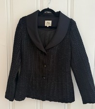 Julia Allert Crinkle Textured Wide Satin Collar Blazer Jacket Small S picture
