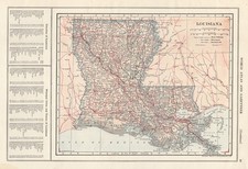 1908 Vintage Louisiana Map Antique Louisiana State Map Gallery Wall Decor 3240 picture