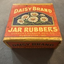 Vintage 1920s Daisy Brand Jar Rubbers Box w/ Contents Schacht Rubber IN picture