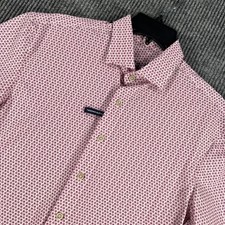 Johnnie O Hangin' Out Performance Shirt Mens Small Purple Geometric Button New picture