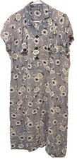 Vintage 1940s Gray Daisy Floral Cotton Day Dress  picture