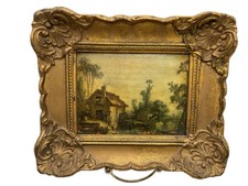 Antique Dutch Country Life Landscape Miniature Framed Artwork Gimbels Belgium picture