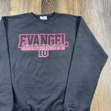 Vintage Evangel University Sweatshirt Mens M Black Student Spellout Logo Sweater picture