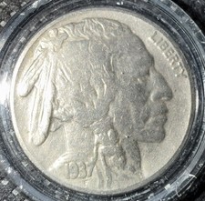 ⭐️1937-D Buffalo Nickel 5C Business Strike Denver Mint Fineness 0.75 AU⭐️ picture