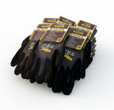 12 Pair  Grey  Safety Gloves Latex Coated Grip Cut Resistant picture