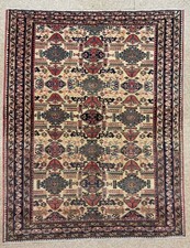 Vintage Ardebil 6x9 Tribal Geometric Hand Knotted Wool Rug Oriental Boho picture