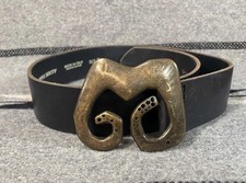 Vintage Miss Sixty Logo Statement Belt sz S Black Leather Made In Italy picture