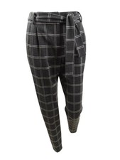 Calvin Klein Women's Plus Size Plaid Slim Fit Tie-Waist Pants picture