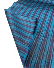 Moire Blue - Damson Striped  Silk Luxurious Upholstery Ottoman Fabric By 2 Meter picture