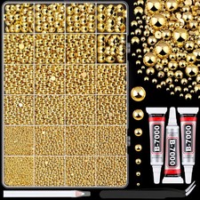 13000Pcs Flatback Pearls for Crafting Gold, Assorted Size 2/3/4/5/6/8/10mm Ha... picture