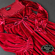 Killstar Women’s Red Velvet Lace Long Sleeve Mini Dress Plus 2XL. Gothcore picture