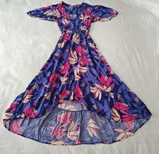 Anthropologie Abel The Label Dress Maxi Hi-Low Blue Floral Romantic Flowy M picture