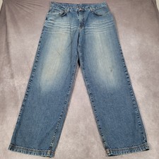 Vintage Lucky Brand Dungarees Jeans Mens 34x32 Blue Y2K Lowrise Baggy Wide picture