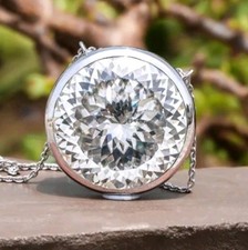 925 Silver, Stunning White Diamond Solitaire Pendant, 16.50 Ct Certified Treated picture