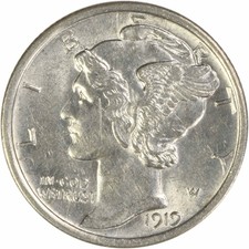 1919-D Mercury Silver Dime AU Slider Uncertified #219 picture