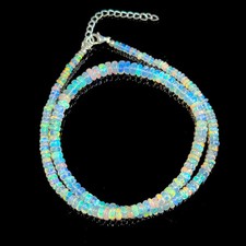 Genuine Natural Ethiopian Fire Opal Beads Necklace 3-5mm 16in Necklace Opal Bead picture
