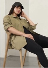 Athleta Midday Relaxed Poplin Shirt Sz Large NWT Breathable Wrinkle Resist  picture