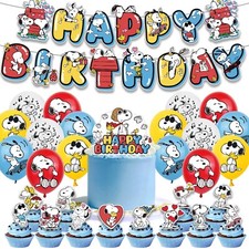 Snoopy Theme Birthday Party Supplies Set Balloon Banner Cake Toppers US Stock picture