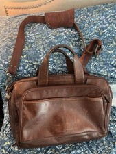 Hartmann Reserve Brown Leather Expandable Briefcase Messenger Bag picture