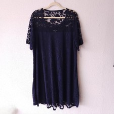 Nina Leonard Navy Blue Lace Dress, Plus size 1X picture