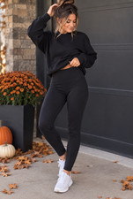 Victoria's Secret PINK Active Leggings Women's S Black High Rise Ribbed Waist picture