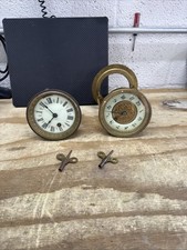 (2) ANTIQUE BOSTON CLOCK CO IRON / CAST METAL MANTLE CLOCK MOVEMENT DIALS PARTS picture