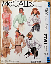 Vtg McCall's Liz Claiborne pattern 7751 Misses Shirts & Jabot size 12 bust 34 UC picture