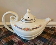 Vintage Hall’s China Company Aladdin Teapot With Lid And Diffuser Platinum Trim picture