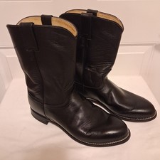Justin Jackson Roper Kipskin Leather Cowboy Boots Style 3133 Black Men’s 9.5 E picture