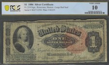 1886 $1 LARGE Size MARTHA WASHINGTON PCGS Very Good 10 Silver Certificate picture