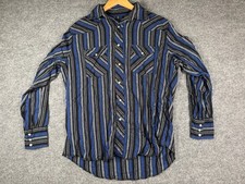 VTG Wrangler Western Shirt Mens Large Multi Striped Cowboy Long Sleeve Button Up picture