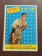 1958 Warren Spahn HOF All Star #494 Topps Milwaukee Braves Vintage picture