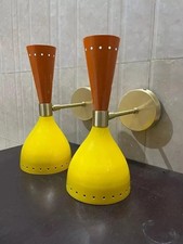 1950 Mid Century Modern Brass Italian Wall Sconce Vintage Stilnovo Wall Fixture picture