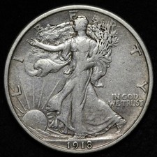 1918-S Walking Liberty Silver Half Dollar XF++ E355 KQZCCJ picture