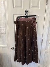 Funky People Hippie Boho Maxi Wrap Skirt Size L Brown Paisley 100% Cotton picture