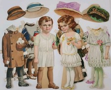 Antique 1890s Paper Dolls Raphael Tuck Lithograph Diecut Bonnie Billie & Betty  picture