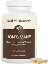 Real Mushrooms Organic Lion's Mane Extract 300 Capsules Brain Focus Memory picture