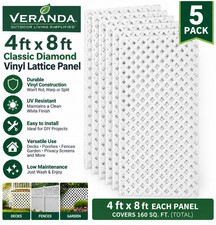 Veranda 4 ft x 8 ft White Classic Diamond Vinyl Lattice Panel Outdoor 5 Pack picture