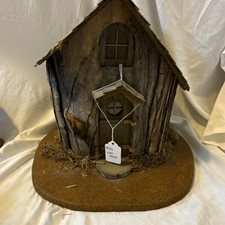 Rustic simpich Wood House Display Decor w/ Round Base Tag #36, Brown/Gray, 3D picture