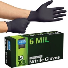 Inspire Black Nitrile Gloves HEAVY DUTY 6 Mil Nitrile Chemical Resistant Medi... picture