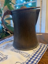 Antique Tinned Copper Lidded Liquid Measure Pitcher Riveted Handle 19th C Style picture