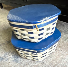 2016 Longaberger royal blue generation Christmas basket 10 and 12 inch wide &lid picture