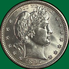 1894 Barber Quarter Brilliant Uncirculated BU Coin #46783 picture