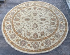 9x9 ft Geometric Beige Oriental Afghan Ziegler Large Round Afghan Bedroom Carpet picture
