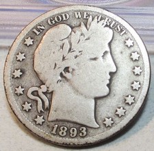 1893-S BARBER HALF DOLLAR 50C **G+** RARE US COIN picture