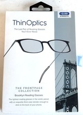NEW ThinOptics Brooklyn +2.00 CLEAR Frame Reading Glasses w/ Milano Case readers picture