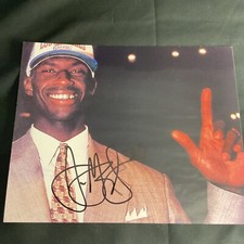 Antonio McDyess #2 VTG LA Clippers Draft Photo Autographed 8