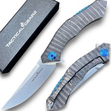 Full Tc4 Titanium Folding Knife Polished D2 Steel Ball Bearing Pivot System picture