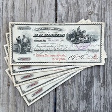 5 Antique 1909 Banking R.S. BATTLES BANK NOTE Checks Girard PA Original LOT picture