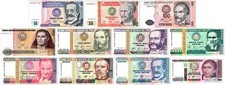 Peru 10-1 Million Intis 11 Pieces Set, 1987-1990, P-129-148, UNC picture